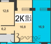 3-комн, 62.1кв м, этаж 1/9 Космическая ул, 54