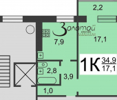 1-комн, 32.8кв м, этаж 4/9 Днепропетровская ул, 10