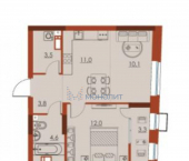 2-комн, 48.3 кв м, этаж 13/25 Октябрьской Революции ул, 56