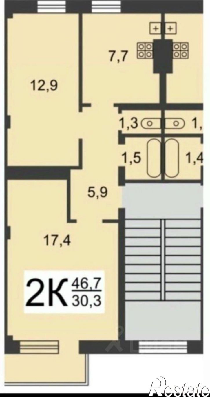 2-комн квартира проспект Октября, 13,  д. 13
