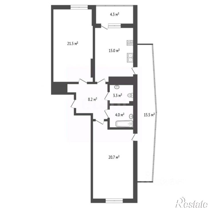 3-комн квартира Лысогорская улица, 89 к3,  д. 89 к3