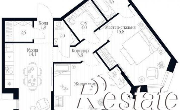2-комн квартира в новом доме Черниговская улица, 22,  д. 22
